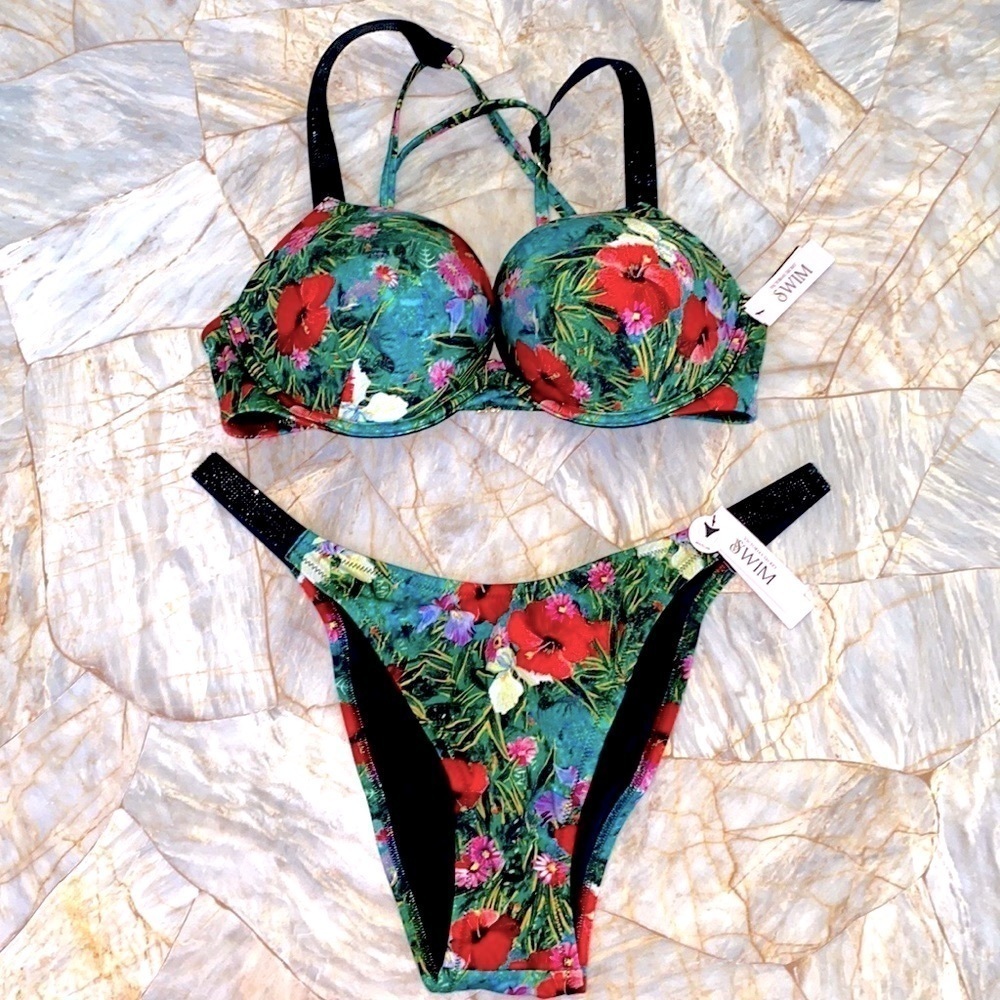 2 Pc 34C M Set New Victoria's Secret BOMBSHELL‎ BIKINI Medium BOTTOM Shine Set